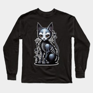 Black Skeleton Cat 3 Long Sleeve T-Shirt